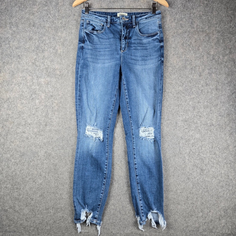 L'agence Huxley Destruct Jeans Jeans Womens 28 Blue High Rise Distressed Raw Hem